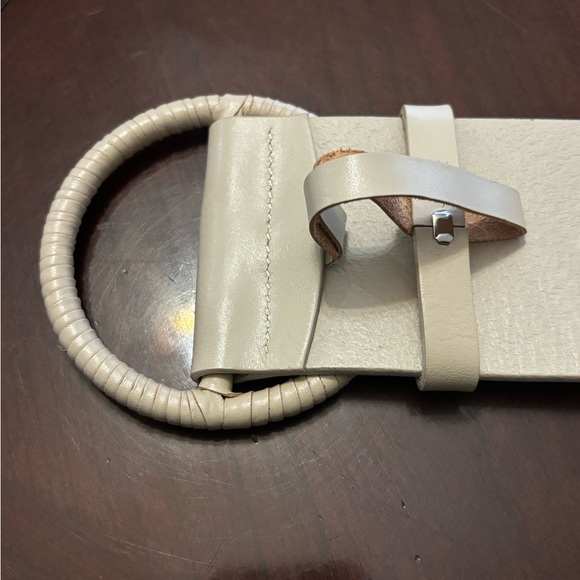 Rachel Parcell Wide Leather‎ Belt Cream Size Medium - Picture 6 of 11